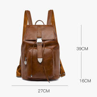 Mochila de viaje ligera de gran capacidad, Mochila De Cuero Flapover para libros, revistas y portátiles - details 2