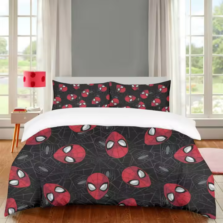 Juego de sábanas dobles SpiderMan, funda completa de edredón de lino doble - 1