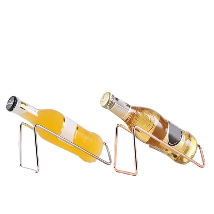 Estante de hierro Simple para vino, soporte estable para botellas de vino galvanizado, soporte decorativo para almacenamiento de vino dorado/plateado/oro rosa, vino tinto - 1