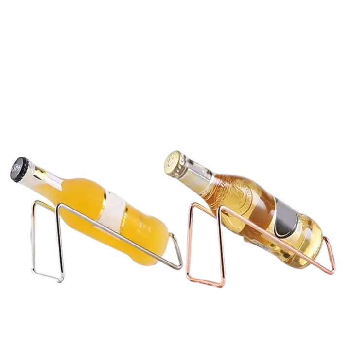 Estante de hierro Simple para vino, soporte estable para botellas de vino galvanizado, soporte decorativo para almacenamiento de vino dorado/plateado/oro rosa, vino tinto - 1
