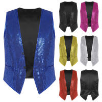 Chalecos de lentejuelas brillantes para hombre, chaleco sin mangas a la moda para Jazz, Hip-hop, fiesta de baile Rave, ropa para discoteca, disfraz de actuación - details 2