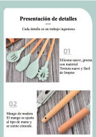 Juego de Utensilios de Cocina de Silicona de 12 Piezas No Pegajoso, Fácil de Limpiar - details 4