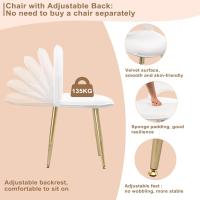 Tocador de Maquillaje con Espejo y Luz LED Iluminación Ajustable Conjunto de Mesa Tocador con Silla Terciopelo Blanco + Dorado - details 7