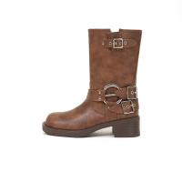 Botas de moda para mujer, zapatos de tacón bajo, informales, estilo callejero, martin - details 0