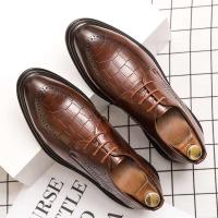 Zapatos de boda formales marrones de negocios minimalistas Oxford de corte completo integrados de talla 38-48 para hombre - details 0