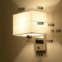 Lámpara de pared led para cabecera de dormitorio, luz de pared moderna para Proyecto de habitación de Hotel con interruptor, nuevo estilo chino, pantalla de tela Beige - details 1