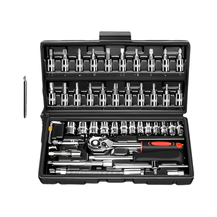 46pcs Durable Metal 1/4 Inch Drive AIRAJ Socket Set, Multifunctional Universal Kit for DIY & Maintenance, No Assembly Needed