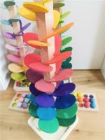 Arcoíris de alta calidad para niños, juguetes educativos con música que suena, montaje de pétalos de madera y bolas de canicas - details 7