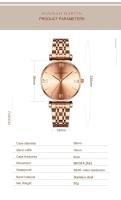 Reloj de Cuarzo Casual de Oro Roso para Damas Correa de Acero Inoxidable - details 6