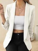 Blazer ajustado con solapa para mujer, color negro, Primavera - details 8