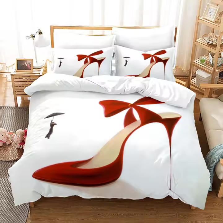 Conjunto de Cama de Perfume de Moda Nórdica Funda de Edredón de Lujo Rosa Ropa de Cama sin Hojas - 1