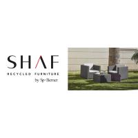 Set de muebles jardin y terraza antracita con dos sillones y una mesa de plastico, simil del ratan.