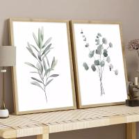 Carteles nórdicos de hojas verdes simples y modernas, pintura en lienzo minimalista, arte de pared, impresión Interior, decoración del hogar - details 3