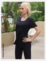 Camiseta deportiva de manga corta para mujer, Top ligero de gimnasio, suave y transpirable, CTQ - details 14