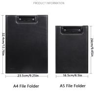Portapapeles plegable A4 A5, color negro, con hebilla de Clip, carpeta de archivos para conferencias, almohadilla de escritura de cuero PU ultrasuave, suministros de oficina, 1 Uds. - details 0