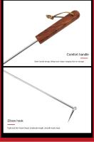 Nuevo Gancho giratorio de carne de acero inoxidable para barbacoa con mango de madera, gancho para carne, gancho para aleta de comida, fácil de limpiar - details 7