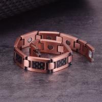 Pulsera de Cobre Puro para Hombres Ancha de 12mm Fibra de Carbono Negra Terapia Magnética - details 1