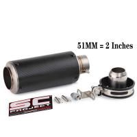 51mm/60mm/63mm Universal Motorcycle Exhaust Muffler Tailpipe SC project Canister Tail Pipe Stainless Carbon fiber 2Inches - details 3