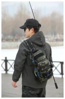 Mochila táctica de camuflaje para exteriores, impermeable, pesca, deportes, riñonera para hombres y mujeres, senderismo, Camping, equitación, - details 14