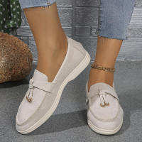 Nuevos mocasines planos de ante con punta redonda de talla grande para mujer, zapatos informales sin cordones - details 23