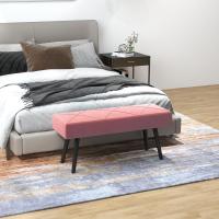 Taburete Pie de Cama Multifuncional Banco Pie de Cama Moderno Banco Dormitorio con Pies de Acero y Asiento Acolchado Carga 120 kg para Entrada Pasillo 100x36x45 cm Rosa - details 1