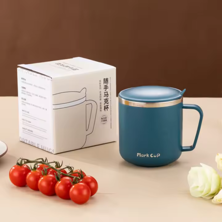 Taza de café con leche de acero inoxidable, termo de doble pared con asa, aislamiento térmico, a prueba de fugas, tazas de agua aisladas para oficina - 1