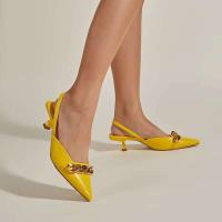Producto Dropshipping 2024, zapatos de mujer con hebilla de Metal, tacones medios estrechos y puntiagudos negros - details 7