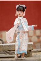 Disfraz antiguo para niños, ropa a cuadros, corte de la dinastía Qing, conjunto de cheongsam de dos piezas de estilo chino para niñas de primavera - details 4