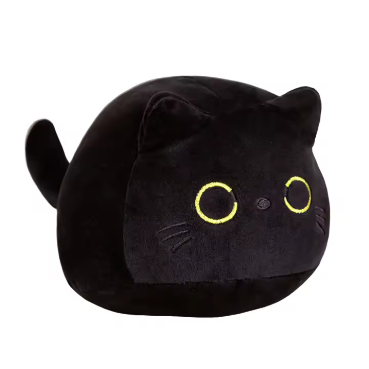 Peluche de gato negro, juguete de Animal de peluche suave, abrazable, adecuado para dormitorio, sala de estar, familia - 1