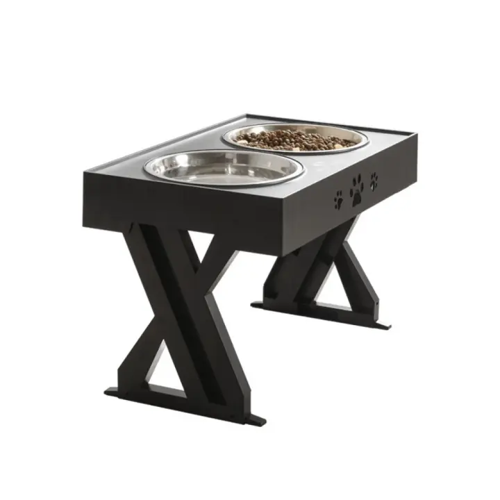 3 mesas de comedor de elevación ajustables para mascotas, cuenco doble, cuenco alimentador elevado extraíble, cuenco de comida para perros de acero inoxidable - 1