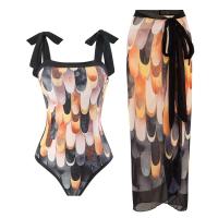 2025 traje de baño estampado con falda de una pieza para mujer, ropa de playa, traje de baño de verano - details 27