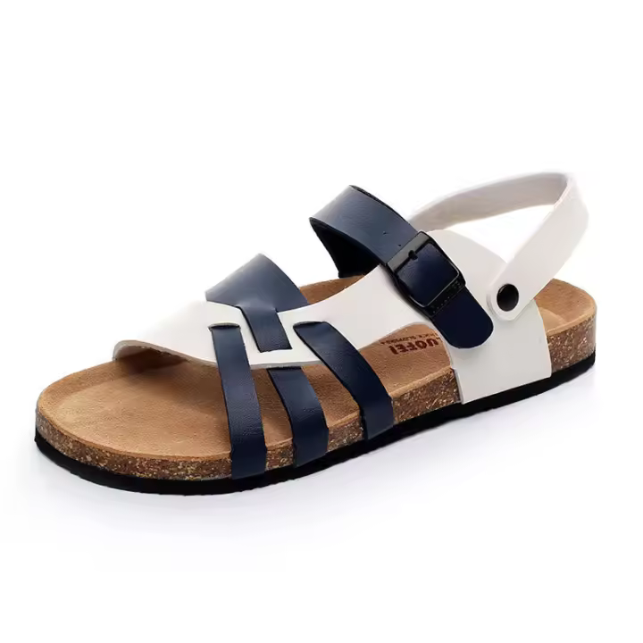 Sandalias de corcho para hombre, estilo coreano, casuales, de dos vías, tallas grandes, pantuflas para exteriores, zapatos de playa modernos para verano. - 1