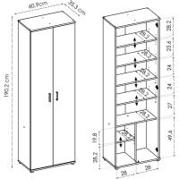 Armario Multiusos 6 estantes, Madera de ingeniería, Blanco, 61x190x35cm - details 9