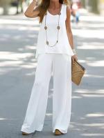 Conjunto de 2 piezas para mujer, tops y pantalones estampados, chaleco elegante, pantalones - details 1