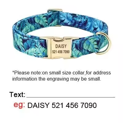 Conjunto Collar perro personalizado, collares nailon perro, correa caminar con estampado Floral mascotas, etiqueta de - 1