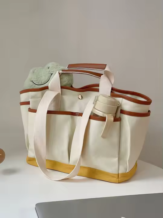Bolsa de mamá de gran capacidad, versátil, bandolera para madre y bebé, bolsa de salida portátil de lona ligera, bolso de mano. - 1