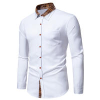 Camisa de Hombre con Diseño a Cuadros y Contraste Camisa Casual de Manga Larga para Trabajo y Negocios Camisa Formal para Boda y Uso Diario Material Exterior de Poliéster - details 5