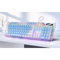 Teclado mecánico metálico 87 teclas 104 teclas eje verde luminoso eje negro accesorios informáticos juego de bloques de color - details 21