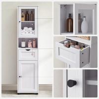 Compartimento Abierto Puerta Cristal Estrecho Patas Estantes Regulables en Altura Ahorro Espacio Blanco Arce BBK163T44 - details 5