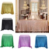 Mantel de Fiesta de Brillo de Lentejuelas Tela de Rosa Dorada con Sier de Poliéster para Boda, Cumpleaños, Banquete en Casa - details 29