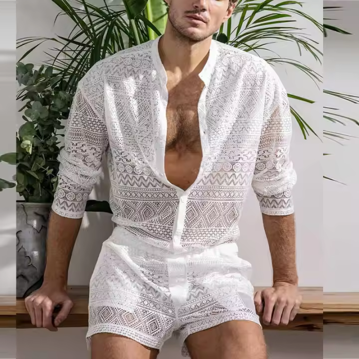 Conjunto Casual de Camisa Larga Estilo Deportivo Corto Piezas Coordenadas Moda Inteligente Casual - 1