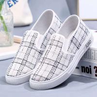 A07 nuevos zapatos casuales antideslizantes de suela suave cruzada de estudiante de fondo plano de un solo paso de lona para mujer - details 0