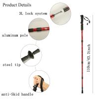 Bastones de Trekking plegables de 4 secciones, palo de escalada portátil para exteriores, accesorio de senderismo, bastón de Camping - details 5