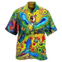 Camisa hawaiana de manga corta con estampado 3D de loro de verano para hombre y mujer, ropa para hombre - details 13