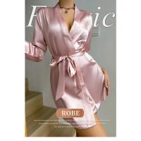 Pijamas de verano para mujer, estilo europeo y americano, delantal de gasa, albornoz sexy, vestido tejido a mano de seda helada. - details 1