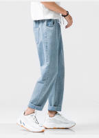 Jeans Casuales para Hombres en Primavera-Otoño Cintura Elástica, Pantalones de Denim de Trabajo Azules Estilo Hip Hop Joggers Streetwears - details 7