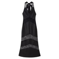 OUWU- Moda Mujer Sexy Slim Encaje Empalme Ver A Través Halter Vestido Francés Negro Sin Mangas Cuello Vestido Fiesta Bata - details 1