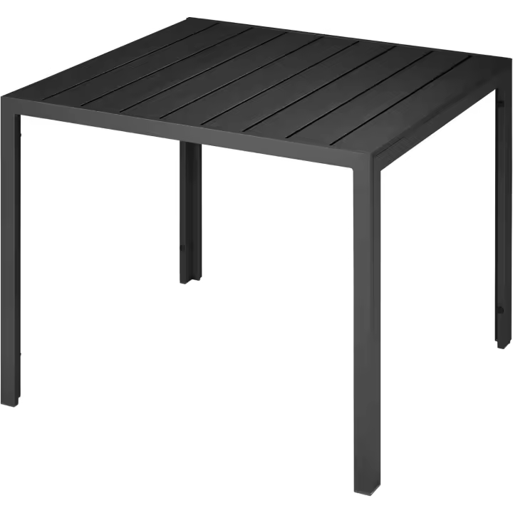 Mesa Jardín Exterior de Aluminio 90x90x74,5cm, Mesa Terraza, Patas Ajustables y con Topes, Mueble Jardín Resistente a Intemperie, Fácil Montaje - Negro - 1