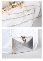 Bolso de mano de boda para mujer, Cartera de noche dorada, monedero de fiesta para novia, bolso de hombro con cierre de hoja de Metal - details 3
