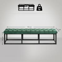 Banqueta En Estilo Velvet con Base Metálica Cuadrada I Banco Decorativo, Color:Verde Claro, Tamaño:150 cm - details 2